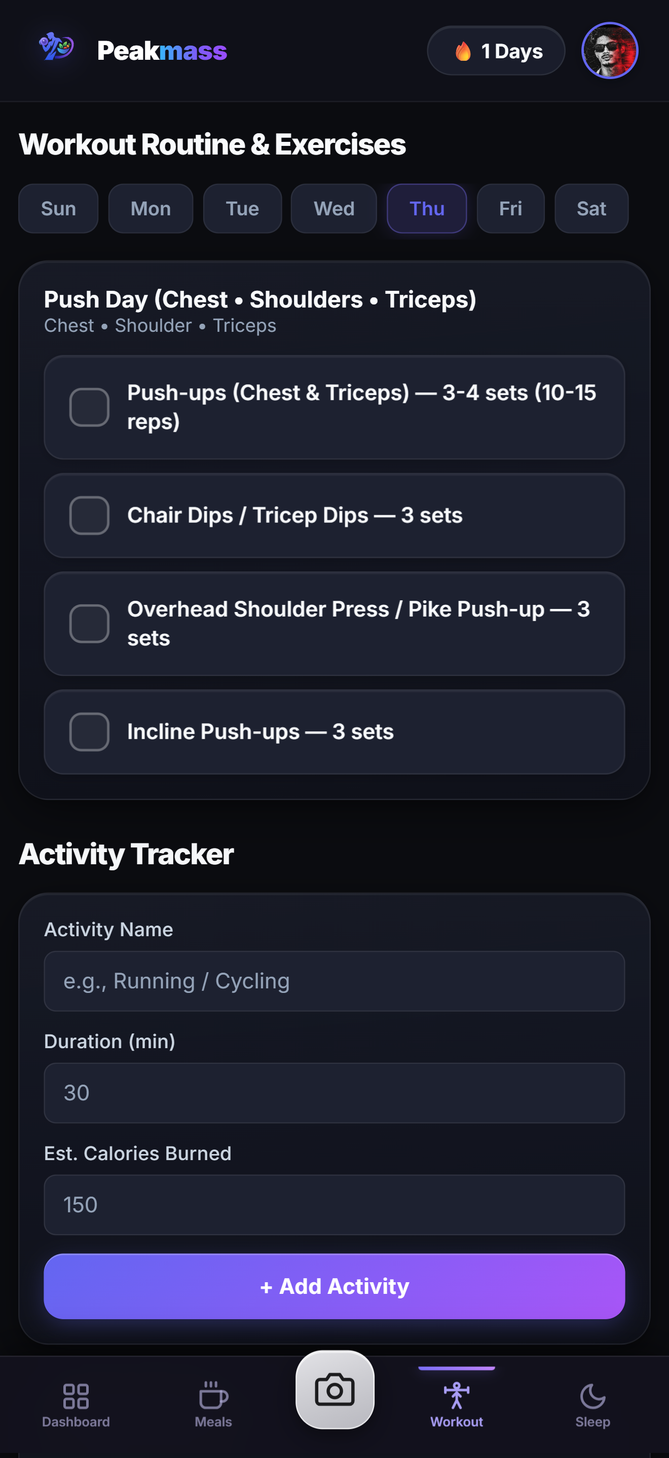 Peakmass Workout Routine