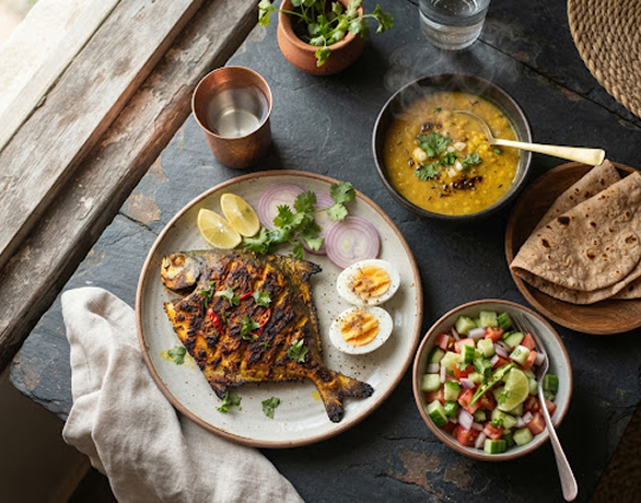 Balanced high-protein meal photography